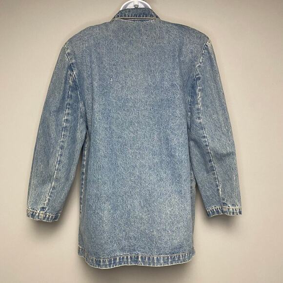 VTG Jordache Denim Jean Jacket 80s Lace Flower One Button Womens Sz M - Picture 2 of 9